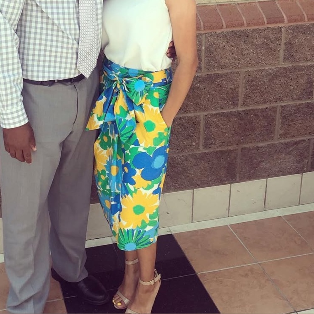 J crew tie waist high rise skirt